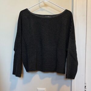 Eileen Fisher Black and Gray Striped Sweater